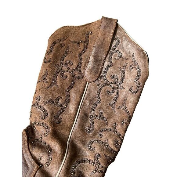 J. B. Dillon Women’s Cowboy Coastal Boots size 9 B Brown Studded - Picture 8 of 14